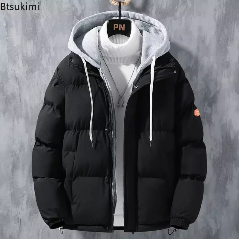 New 2024 Men's Casual Thick Fleece Warm Hooded Parkas Jacket Coat Autumn Winter Men's Outwear Waterproof Pockets Parka Jackets