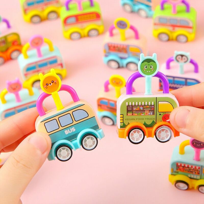 Random Color DIY Puzzle Car Toys Mini Bus Early Educational Lock Head Car Lock Key Key Matching Toy Boys