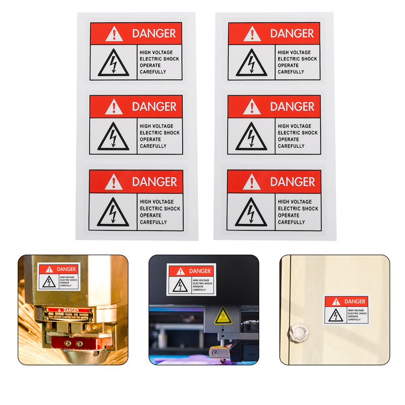 6 buah stiker tanda kejut label peringatan listrik peralatan pagar stiker kertas sintetis Pp