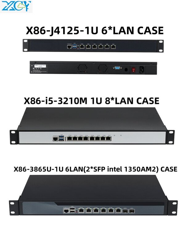 Xcy อุปกรณ์ไฟร์วอลล์1U เกตเวย์เซิร์ฟเวอร์ความปลอดภัยของเครือข่ายลินุกซ์ pfsense แร็กเมาท์พีซี i5 3210เมตร3805 J4125 6 * LAN CentOS