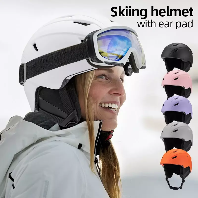 男性用の統合ライト付きスキーヘルメット、スノーボードスケート、断熱安全ヘルメット、アウトドアスポーツ、バイク、スキー、冬用の暖かいキャップ
