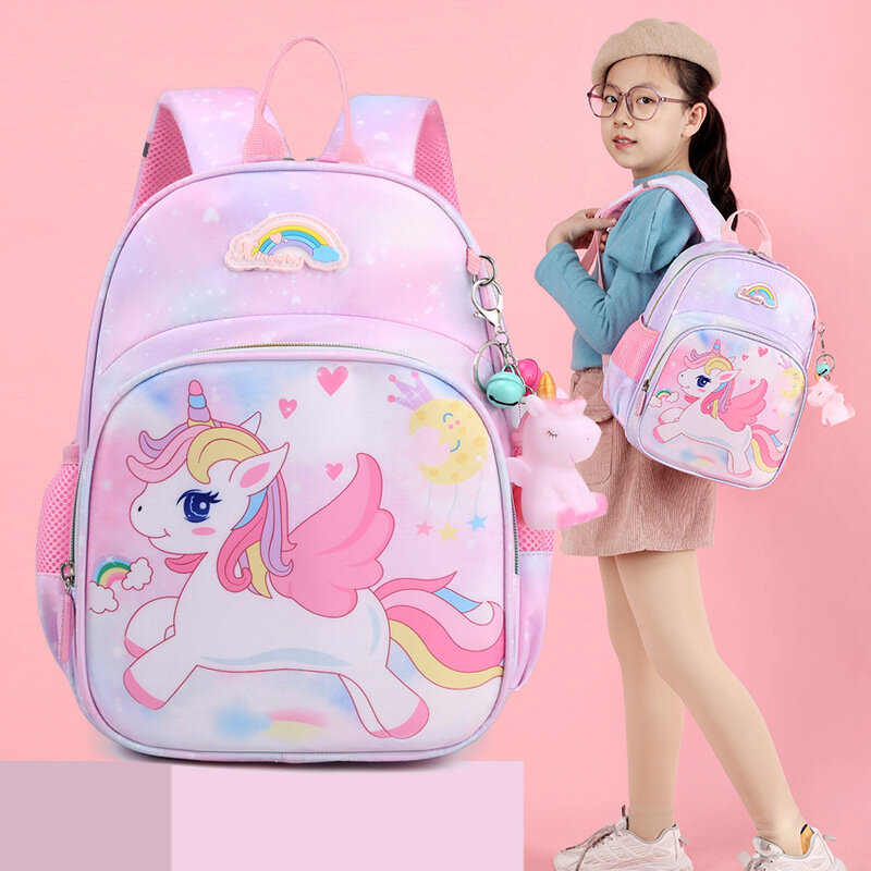 Linda mochila para niños, nueva mochila ligera para reducir el peso, Bolsa Escolar para jardín de infantes, unicornio de dibujos animados, mochila para niña pequeña