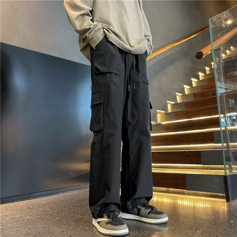 2024 New Men's Big Pocket Cargo Pants Casual Trousers Male Hip Hop Men Jogger Pant Fashion Streetwear Pants Oversized F117