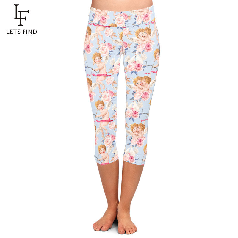 LETSFIND – legging Capri taille haute élastique pour femme, vêtement de Fitness, doux, mignon, imprimé 3D, lait en soie, taille haute