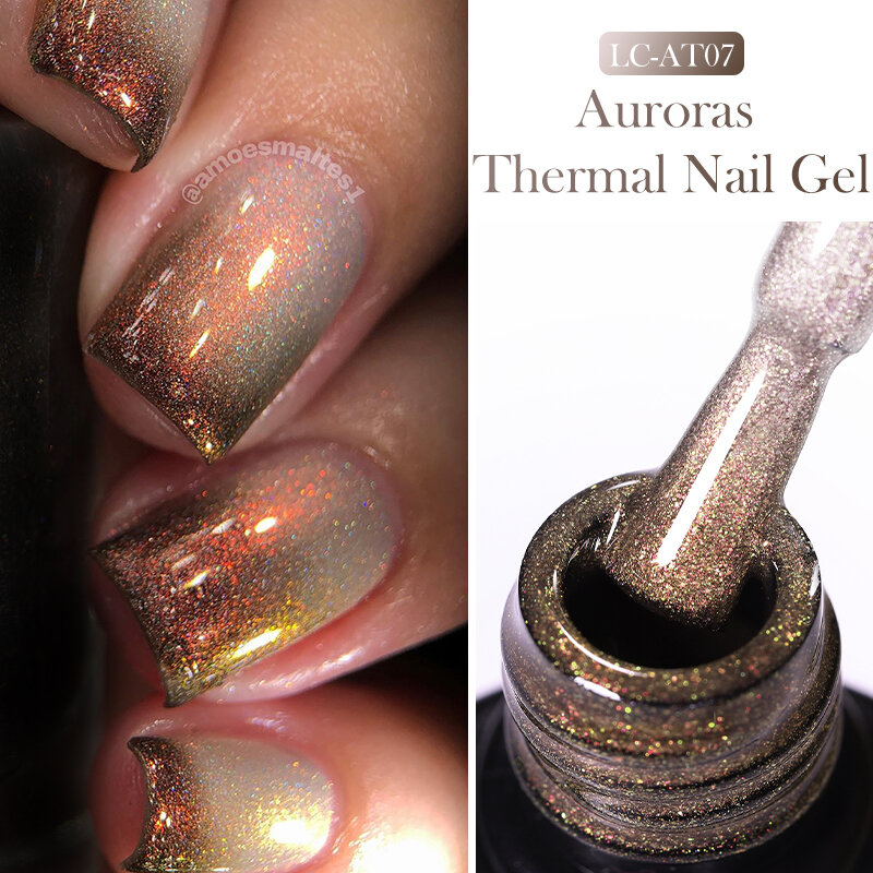 LILYCUTE 7ML Auroras Thermal Gel Nail Polish Nude Dark Colors Gradient Temperature Changing Semi Permanent Nail Art Gel Varnish
