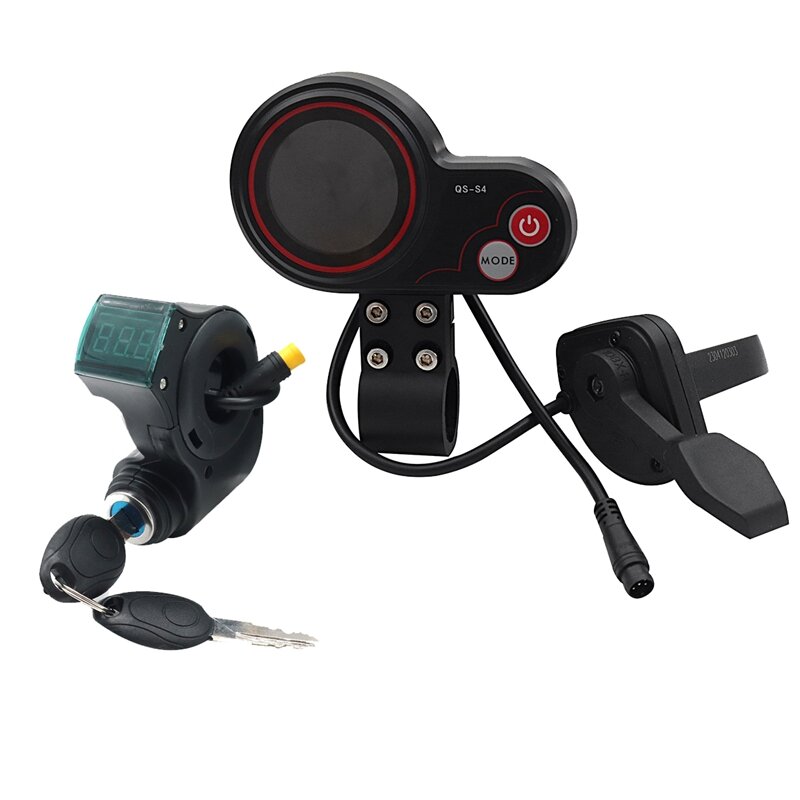 Thumb Throttle LCD Display Kit QS-S4 36V-60V +3PIN Ignition Lock Key For Zero 8 9 10 8X 10X Electric Scooter 6PIN Display