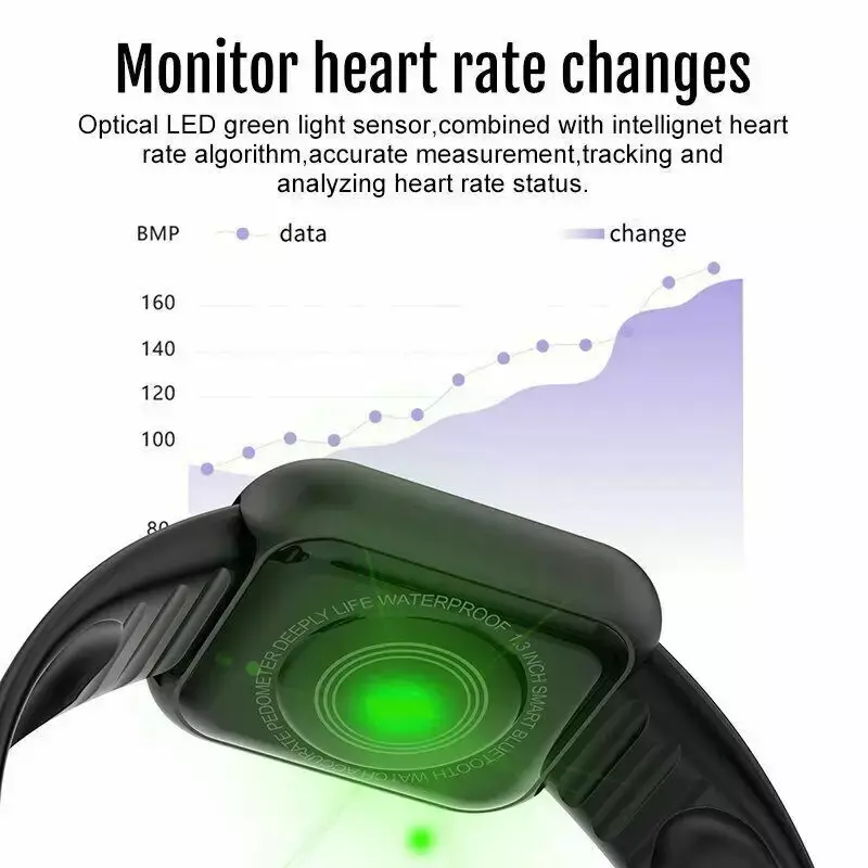 Jam tangan pintar, Multifungsi Monitor tidur Alarm denyut jantung pelacak kebugaran gelang pintar untuk pria wanita