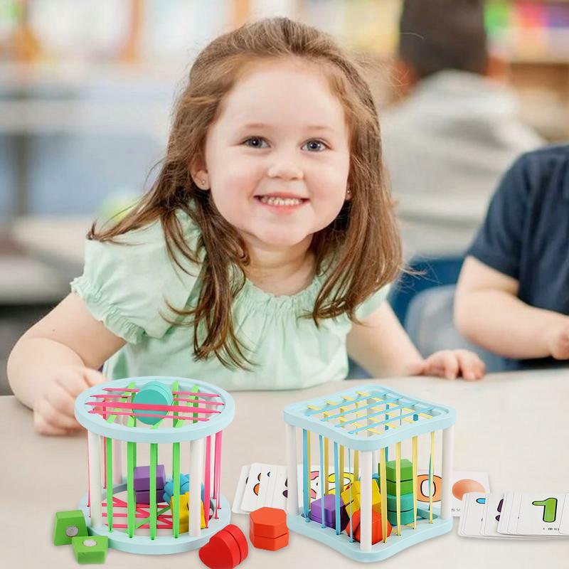 Montessori Vorm Sorter Kubus Stapelen Kleur Leren Speelgoed Met 10 Cijferkaarten Educatief Montessori Speelgoed Voor Thuis Kleuterschool