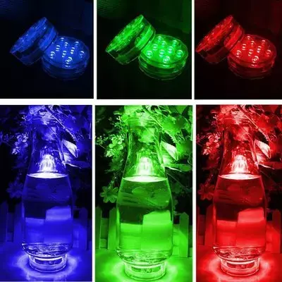 10LED RGB 잠수정 수중 LED 야간 조명 수영장 조명, 야외 꽃병 물고기 탱크 연못 디스코 웨딩 파티용