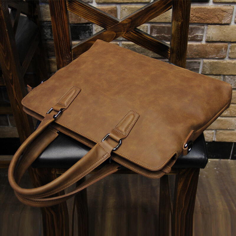 Crazy horse-Bolsos De cuero pu para hombre, Maletín de negocios vintage, bolsas de viaje para ordenador portátil