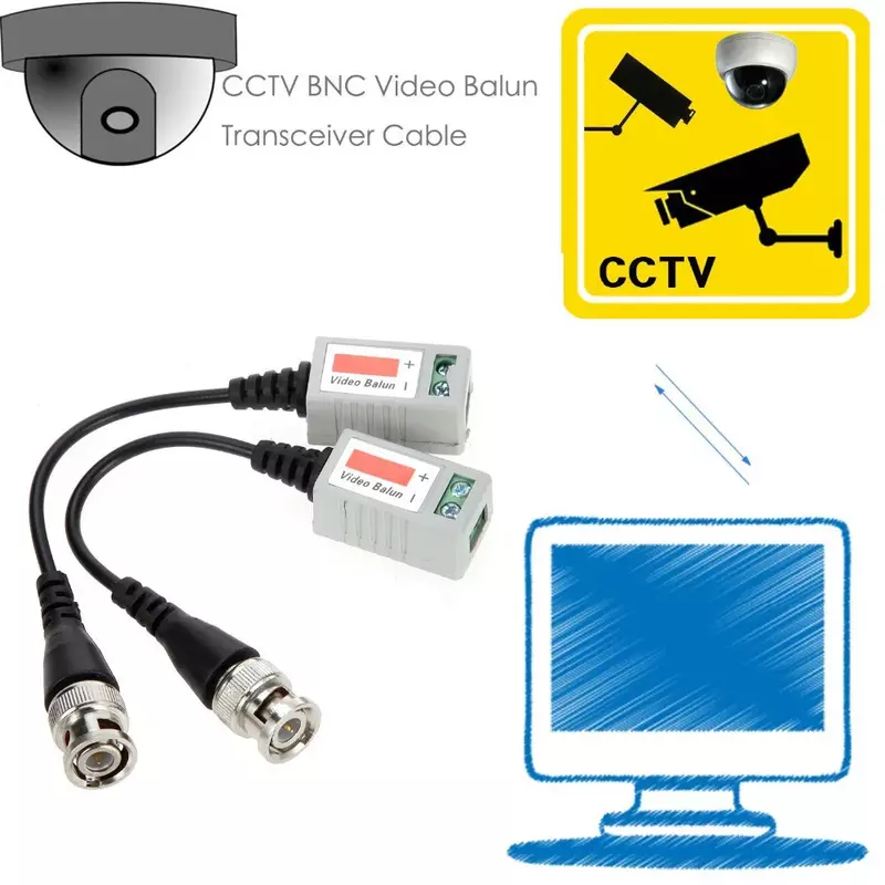 20 sztuk AHD/CVI/TVI skręcone BNC CCTV Video Balun pasywne urządzenia nadawczo-odbiorcze UTP Balun BNC Cat5 CCTV UTP Balun wideo do 3000ft zakres