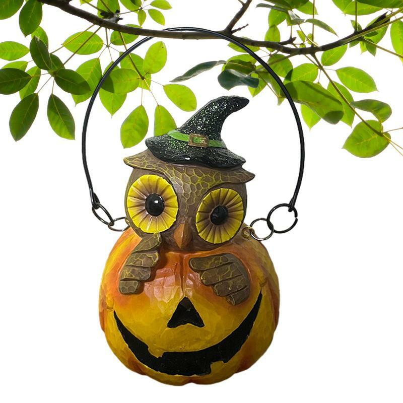 Owl LED Lantern Pumpkin Lights For Outside Halloween Lamp With Carrying Handle Courtyard Decor Yard Pathway Table Garden Lights