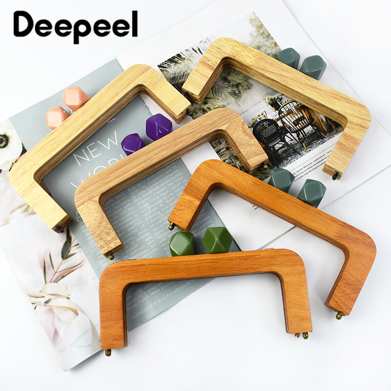 1/2Pcs 20cm Wooden Handbag Handle Colorful Kiss Clasp Candy Clasps Purse Frames for Sewing Bags Wallets DIY Handmade Accessories