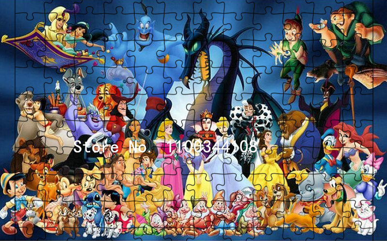 Disney Cartoon Character Jigsaw Puzzles para crianças e adultos, brinquedos educativos, descompressão criativa, presente DIY, 300 pcs, 500 pcs, 1000 pcs