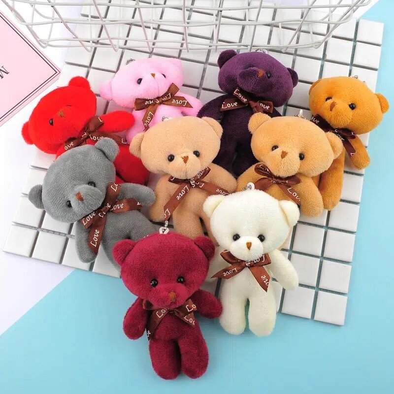 12Cm Teddybeer Pop Schattige Dieren Bear Pluchen Speelgoed Voor Girl Kawaii Mini Gevulde Doll Sleutelhanger Bag Hangend Kinderen party Kleine Gift