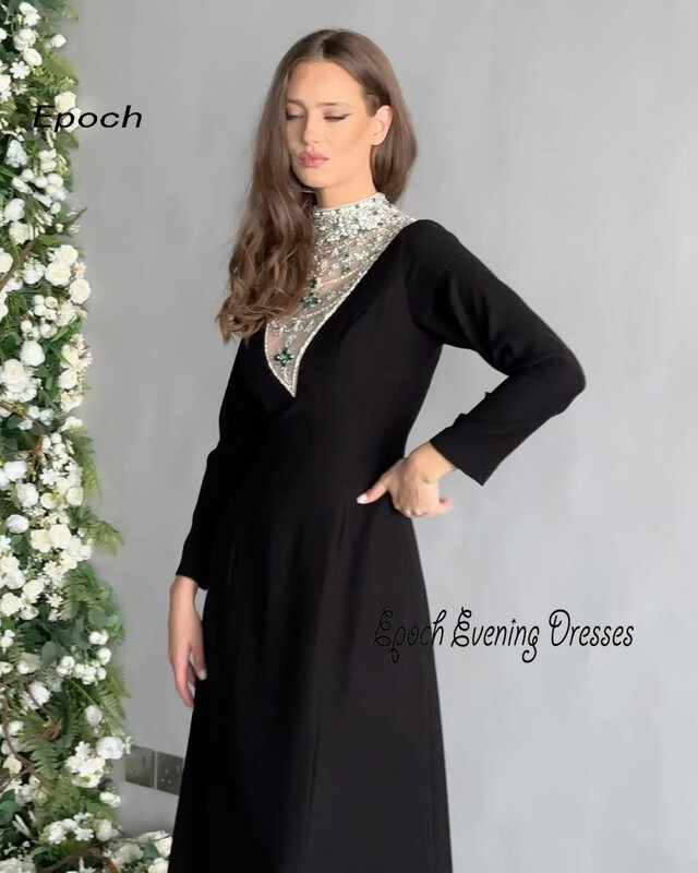 Epoch muslimagnades 6. Ai. V. 6 abito da sera 2024 Arabia Exquisite o-collo a-line Luxury Crystal Full Sleeve Women Sexy Long Prom Gown