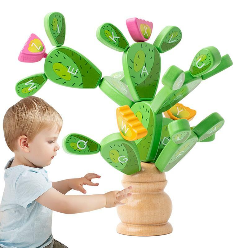 Drewniane kaktusy zabawki drewniane kaktusy układanie w stosy zabawki zestaw klocków balansu kaktus puzzle zajęcia edukacyjne zabawki