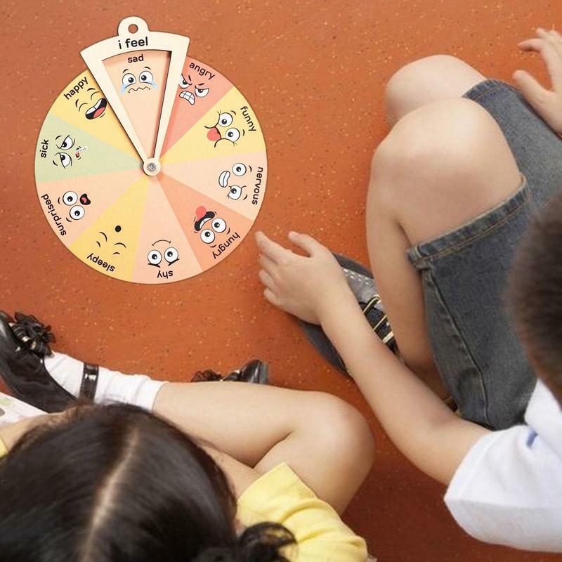 Czuje koło dla dzieci uczucia zdrowia psychicznego kolorowe koło pracy społecznej znak plakatu do wirtualnej nauki edukacyjnej
