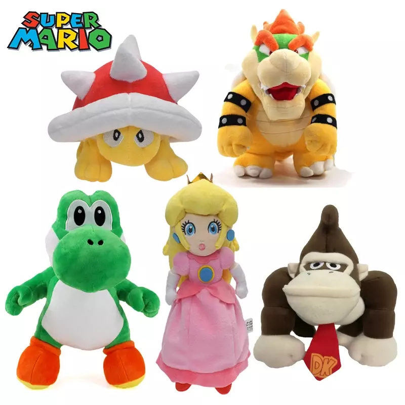 Super Mario Bros Brinquedos De Pelúcia Boneca Bowser Yoshi Peach Donkey Kong Anime Figura Desenhos Animados Pelúcia Filmes Soft Stuffed Animals Kids Gift