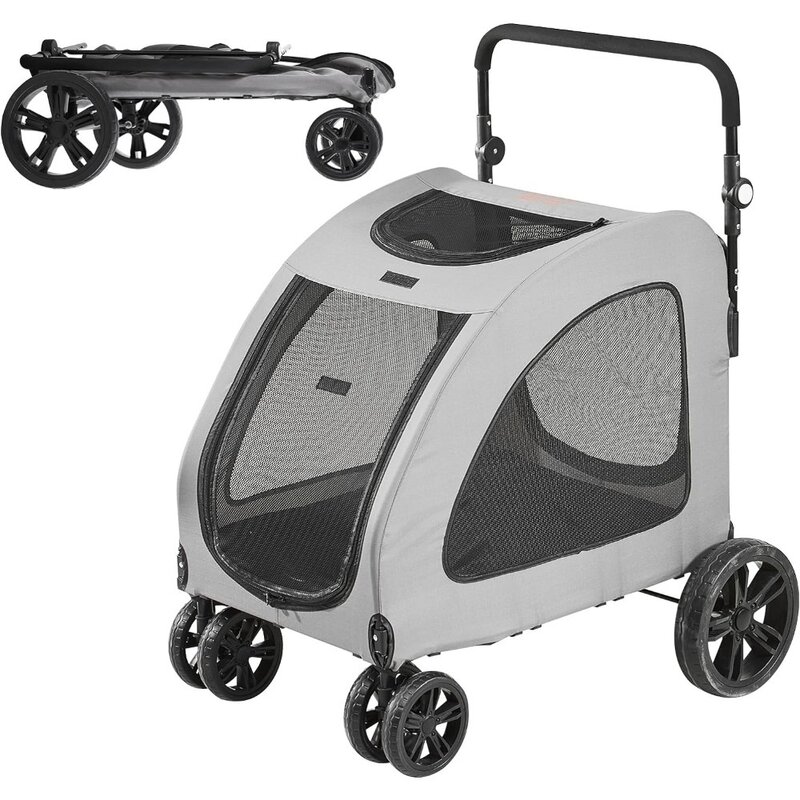 Extra Large Dog Stroller for Dogs Up to 160lbs, 4 Wheel Handle-Adjustable Pet Stroller, Dog Jogging Carriage Stroller for 2 Dogs