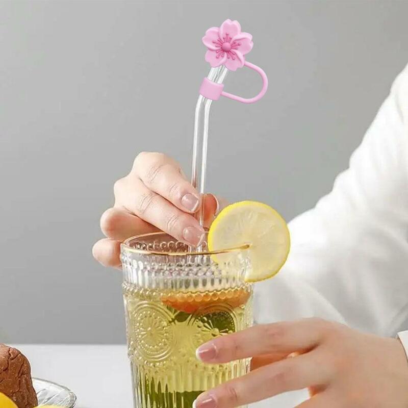 أغطية قش سيليكون لزجاجات المياه الزجاجية ، على شكل زهرة ، غطاء غبار الشرب ، ملحقات أغطية الأكواب ، 8-10