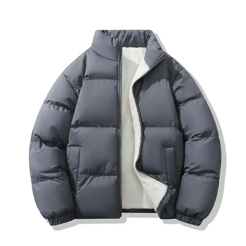 2023 Winter New Fleece Jacket Men Parkas Coat Loose Solid Windproof Fur Collar Warm Parka Jacket Fashion Casual Windbreaker