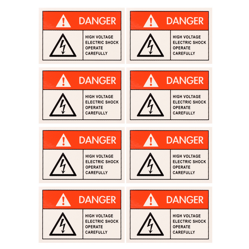 8 buah stiker kejut listrik untuk peringatan Label listrik tanda keamanan tegangan tinggi peringatan bahaya