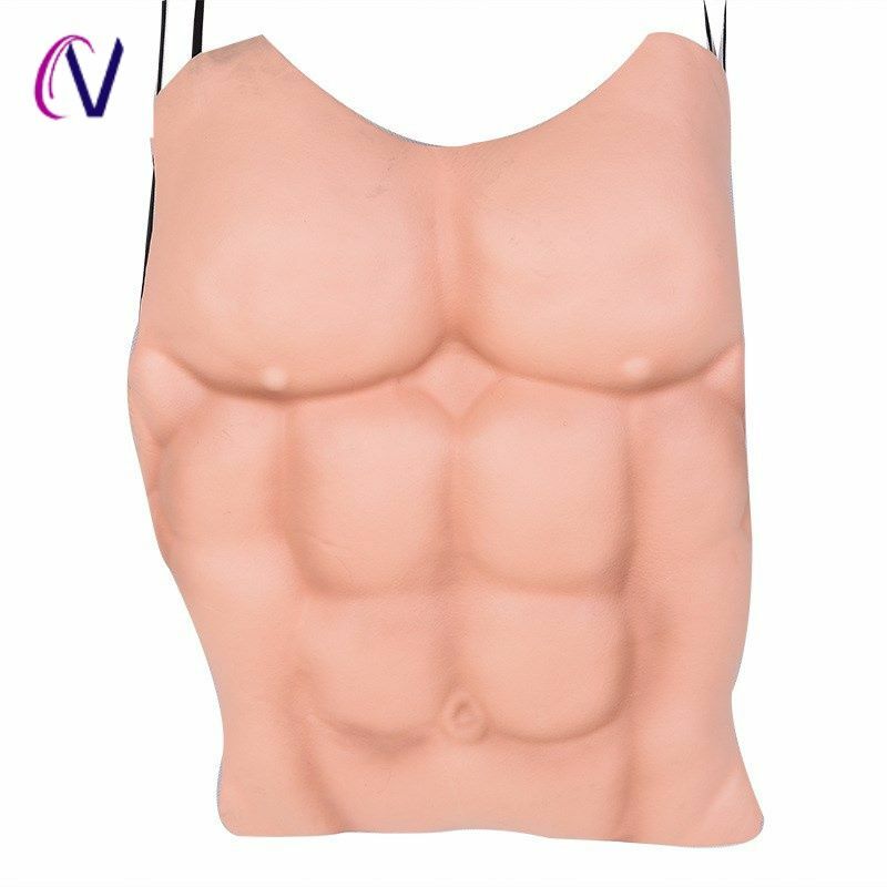 Silicone Fake Man Chest Muscle Shirts Cosplay Artificial Simulation Abdominal Muscle Tops Crossdress Cheap Body Shaper Halloween