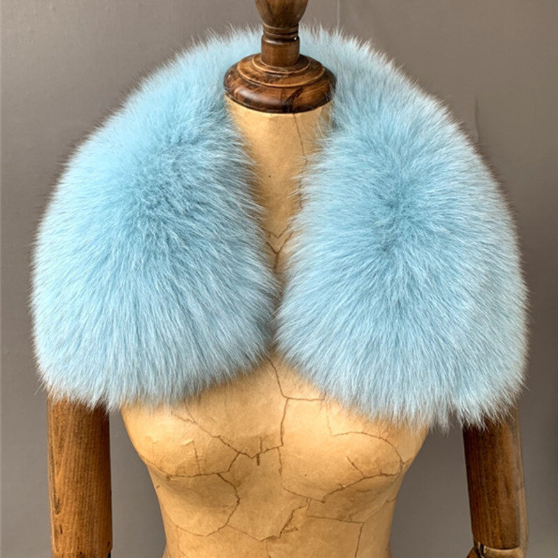 Fox Fur Collar Women Winter Real Fox Fur Scarf Furry Fur Collar Ladies Coat Scarf Natural Fur Scarf Women Female Thick Shawl
