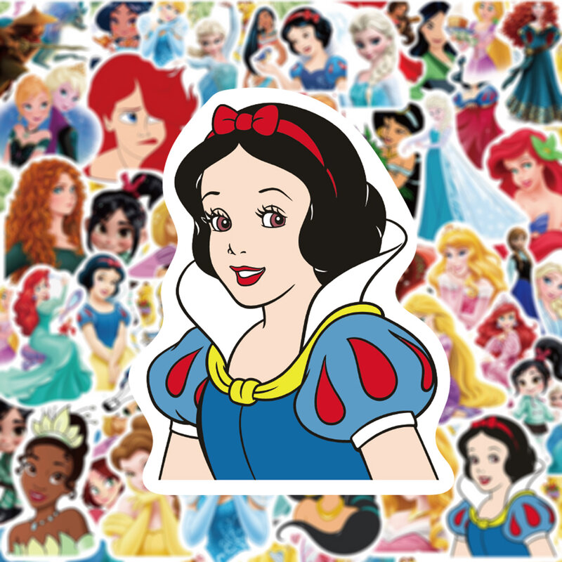Disney-Cute Princess Anime Adesivos para Crianças, Kawaii Snow White Adesivos, Decalques dos desenhos animados para Crianças, Graffiti Notebook e Telefone, 10 PCs, 30 PCs, 50PCs