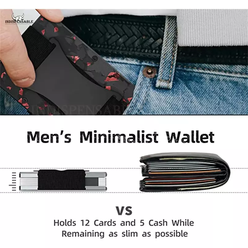 Forged Carbon Fiber Minimalist Slim Smart Wallets For Men Cashback Credit Card Holder Luxury Aluminium Wallet Rfid Money Clip