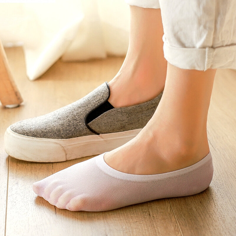 ถุงเท้าข้อสั้นกันลื่นไร้รอยต่อ40ชิ้น, ถุงเท้าลำลองบางระบายอากาศได้ดีไม่มีรอยต่อทำจากผ้าไหมน้ำแข็ง