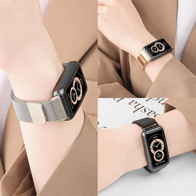 Ремешок Mlianese для смарт-часов Huawei Band 8, браслет из нержавеющей стали с магнитной застежкой, металлический браслет для наручных часов Band8