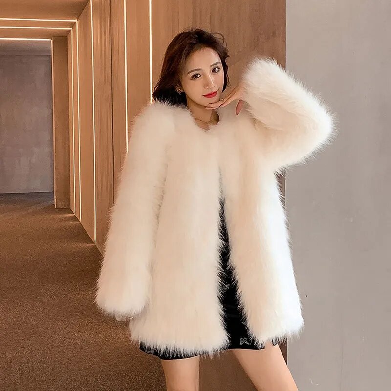 Faux Fur Coat Womens Clothing 2023 New Fashion All-match Casual Winter Jacket Female Large Size Long Faux Fox Fur Ouerwear
