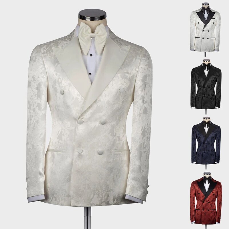 Gentleman Glossy Impressão Mens Suit Negócios Clássico Casamento Slim Fit Formal One Coat Cantor Noivo Tuxedo Partido Personalizado