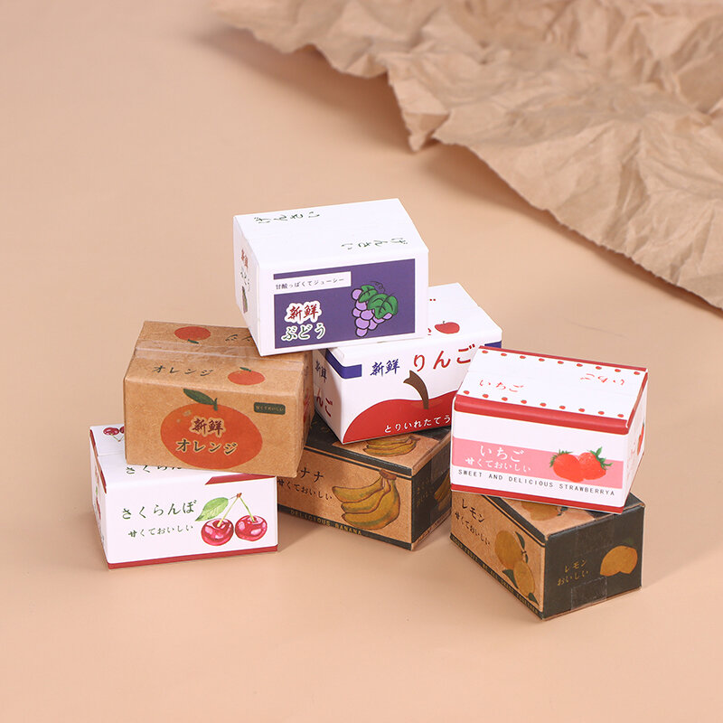 Paper Boxes for Dollhouse Decoration, Mini Simulation Fruit Box, Scene Toys Acessórios, Model Dolls, 1:12