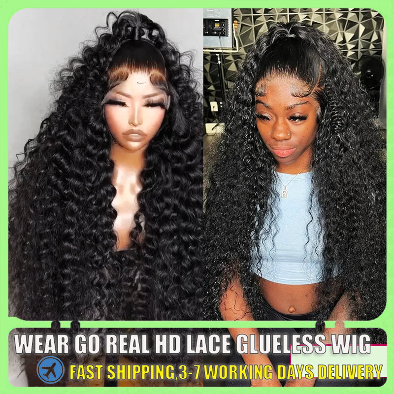 HD Deep Wave 13x4 13x6 Lace Frontal Human Hair Wig On Sale 28 30 32 Inch Brazilian  Glueless Curly Closure Wigs For Black Women