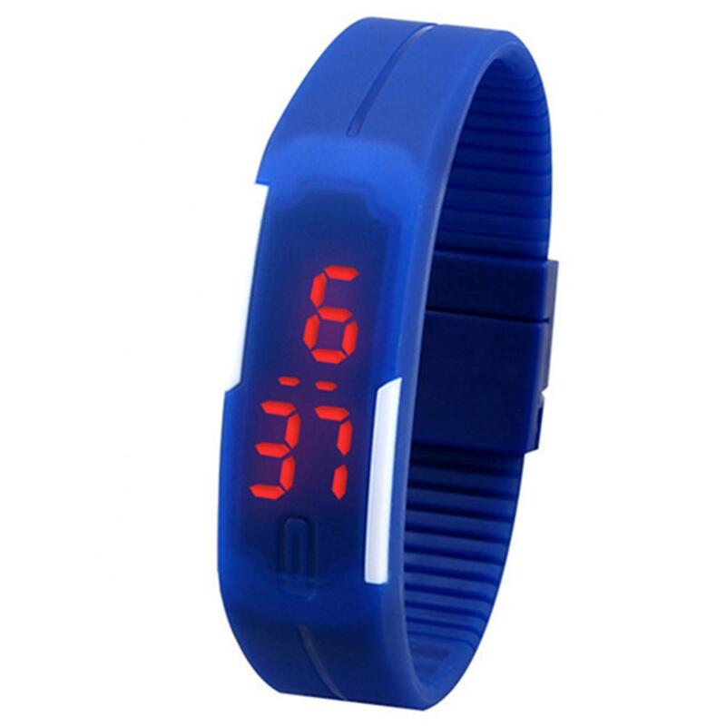 남녀공용 디지털 손목시계, 패션 실리콘 레드 LED 스포츠 팔찌, 터치 디지털 손목시계