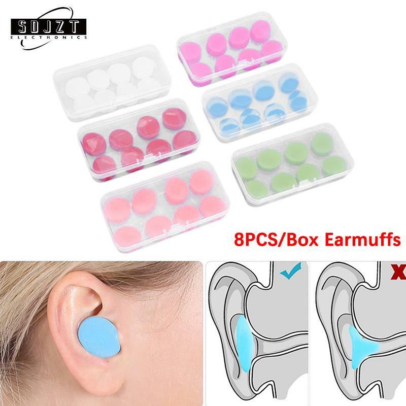 8 Pcs/Box Silicone Ear Plugs Redução de Ruído Sono Anti Cancelamento Som Isolamento Proteção Earplug Dormir Reutilizáveis Ear Plugs