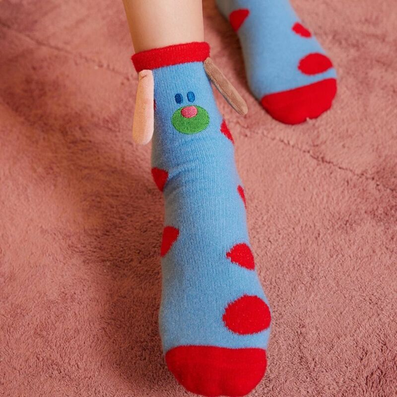 Warm Cartoon Plush Socks Winter Mid-tube Plush Coral Velvet Socks Breathable Thickened Sleeping Socks Women