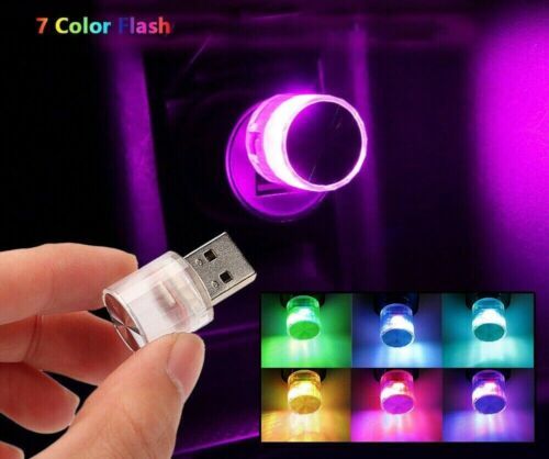 Mini USB Luz LED Multicolor para coche, accesorio de lámpara brillante de Ambiente de neón