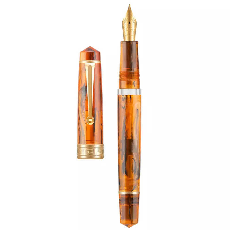 Asvine P20 tłok wypełnienie wieczne pióro akrylowe piękne wzory EF/F/M stalówka z złoty klip gładki długopis biurowy na prezent