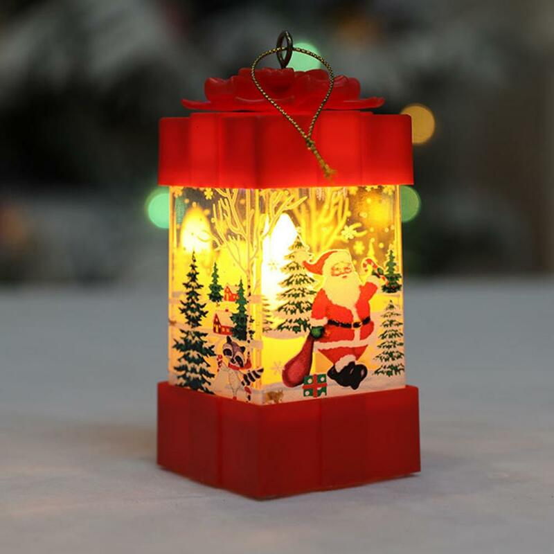 Natale Led Light Festive Holiday Decor Vintage babbo natale renna pupazzo di neve lanterna portatile candela senza fiamma per natale