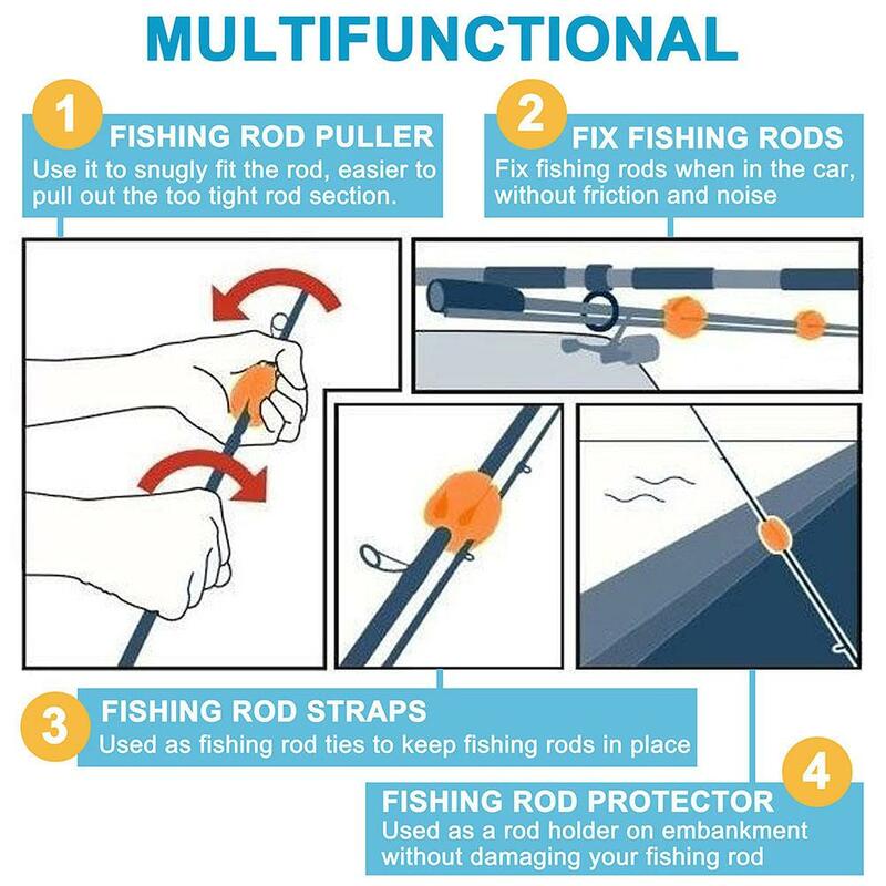 6pcs Silicone Pesca Rod Holder Straps 5 Hole Lightweight Fishing Tackle Ties Acessórios De Pesca