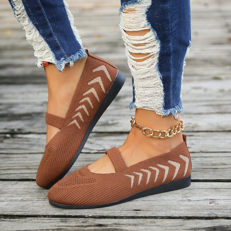 Zapatos sepatu wanita, sepatu ibu nyaman warna polos anti Slip sol lembut, sneaker datar jala bernafas musim panas