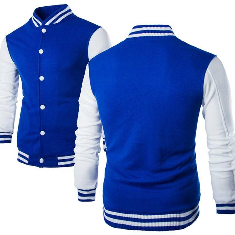 Veste à capuche patchwork pour homme, uniforme de baseball, col montant, sweats à capuche boutonnés pour garçon