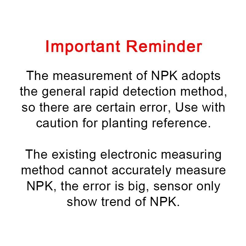 Umidità del suolo temperatura umidità EC PH sensore NPK 7 in 1 misuratore rapido del suolo