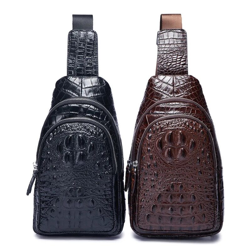 Herren Leder Brusttasche Luxus Design Krokodil Muster einfarbige Umhängetasche multifunktion ale Handy tasche
