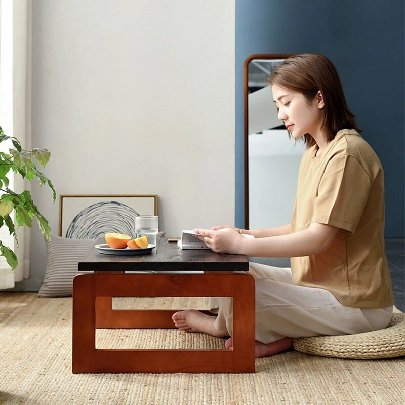 Table basse d'intérieur pliante moderne, table de pique-nique, meubles en bois pliants, maison, ordinateur portable, café, thé