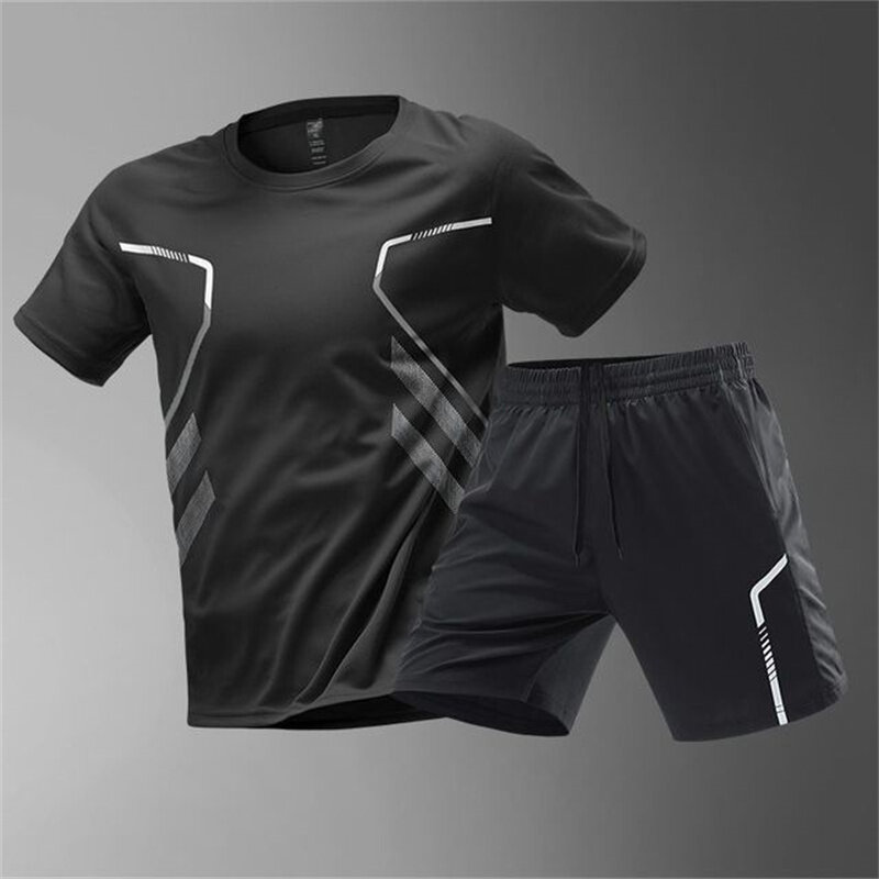 Summer Fashion Men's Breathable Tennis Sports Suit Casual Outdoor Sportwear Women's Badminton T-shirt Loose Running Clothing Set